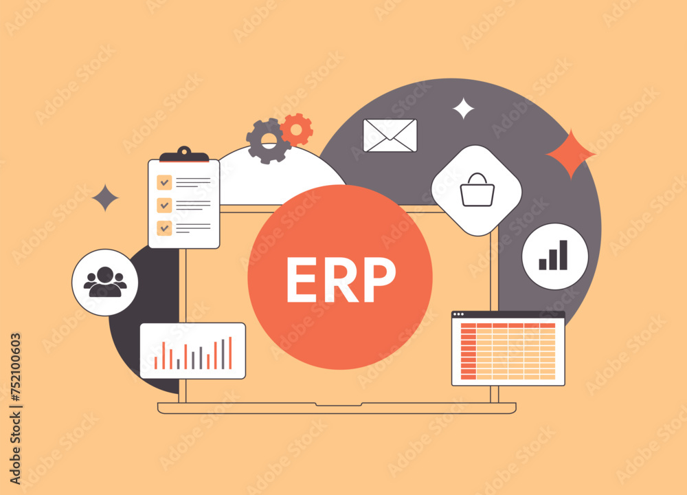 Aufkleber enterprise resource planning - erp systems and business management software. experience integrated a