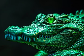 Fototapeten a green crocodile with sharp teeth © Victor