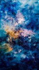 Fototapeta premium Ethereal blend of watercolor hues paints a celestial masterpiece for your mobile background. ,mobile phone wallpaper