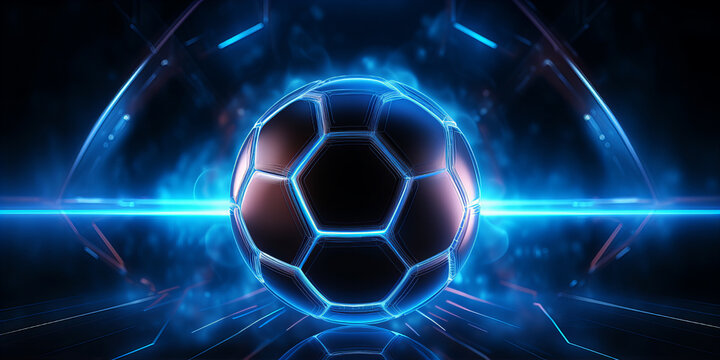 A close up of the futuristic cyber football ball. - Powered by Adobe