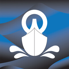 Abstract vector in the shape of a ship with water splashing like waves