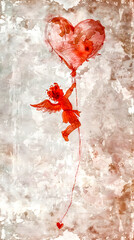 Cupid's mobile expression of love, mobile phone wallpaper or advertising background