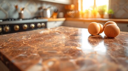 yellow marble kitchen countertop, fresh egg, background, texture of the stone