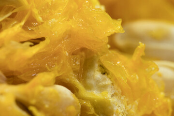 Vivid Orange Splendor: A Macro Journey Inside, Dive into the intricate world of an orange with this macro shot, revealing the vibrant, juicy flesh and delicate seeds. Every detail, from the textured