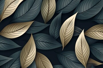 Modern and sophisticated leaf pattern, arranged in a contemporary design for an elegant and stylish background, Generative AI