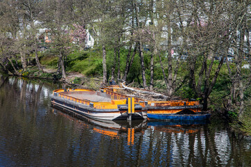 Two Boats on River Alster in Hamburg