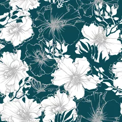 Fotobehang Textile fabric print seamless flower patterns Geometrical linen tie dye clouds effects  © Aroma