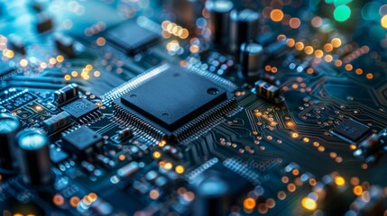 Abstract computer motherboard: dynamic tech background for science & processes