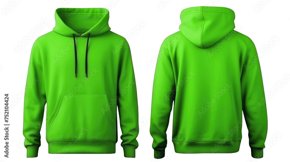 Sticker green hooded sweatshirt mockup set, cut out