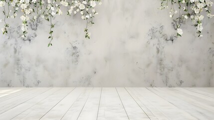 wedding interior wall background with floor andcspace for text  - obrazy, fototapety, plakaty