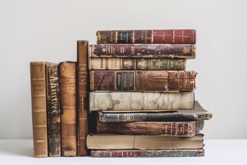 a stack of old books - obrazy, fototapety, plakaty