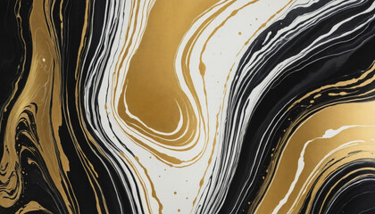 Abstract marble texture with black and gold watercolor alcoholic liquid background