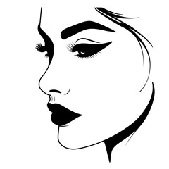 Vector illustration of a woman's profile face on white separate background