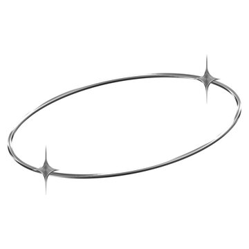 3d chrome oval frame border in y2k style isolated. Futuristic metal geometric shapes frame in trendy 90s style.