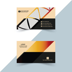 Professional and simple visiting card design with black and golden background. Elegant and luxury business card for business and personal use. Vector illustration and modern minimalist design.