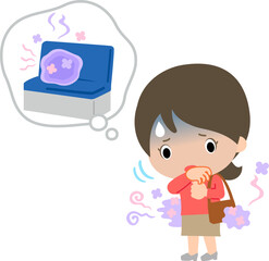 服に香料の移り香が付き具合が悪くなった女性