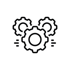 Black line icon for cogwheel