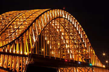 View of the illuminated bridge on Han River