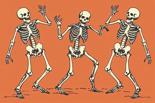 a group of skeletons dancing