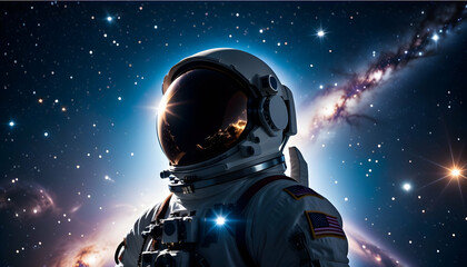 An astronaut's silhouette against the cosmos