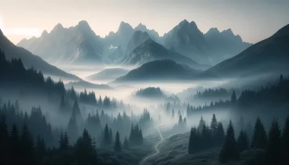 Gordijnen sunrise in the mountains © ikram