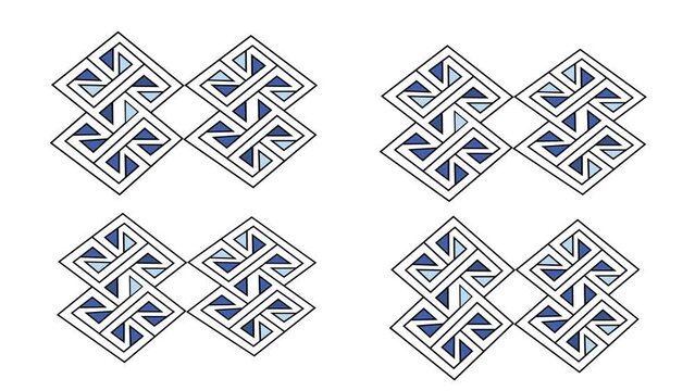 Geometrical objects  simple animation with several transitions on white background.