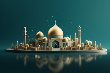 a model of Sheikh Zayed Mosque with domes and towers