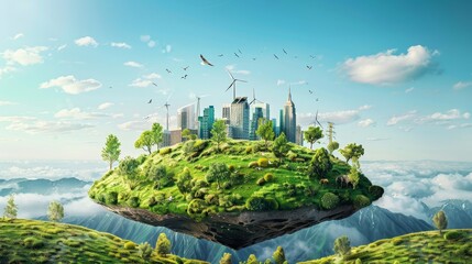 Sustainable practices in renewable energy production, highlighting the role of technology in conservation