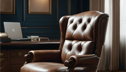 Executive desk chair with plush leather upholstery