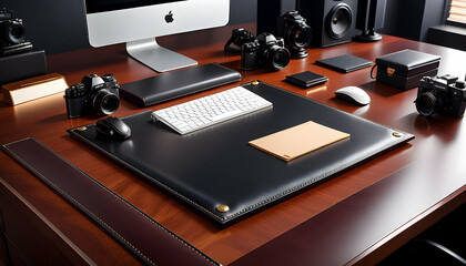 Executive desk with a high-end leather blotter