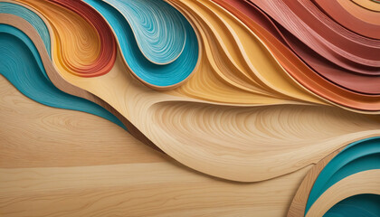 abstract color wooden waves background 3d fold