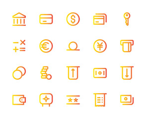 Banking and Payments Icons Set - Outline Gradient
