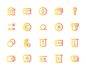Banking and Payments Icons Set - Outline Gradient
