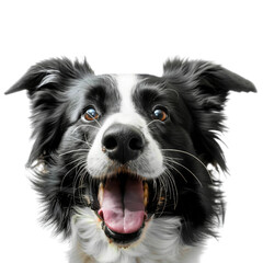 Happy border collie dog isolate on transparent background