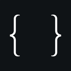 Quote brackets, note parenthesis. Isolated on black background vector illustration.