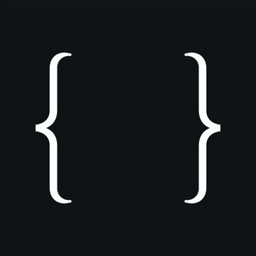 Quote brackets, note parenthesis. Isolated on black background vector illustration.