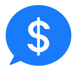 Obraz premium シンプルな青色のドルマークと吹き出し