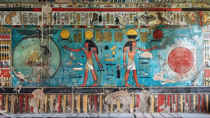 The Temple Wall Adorned with Ancient Egyptian Symbols
