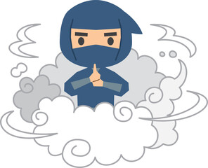 隠れ身の術をしている忍者のイメージイラスト © kintomo