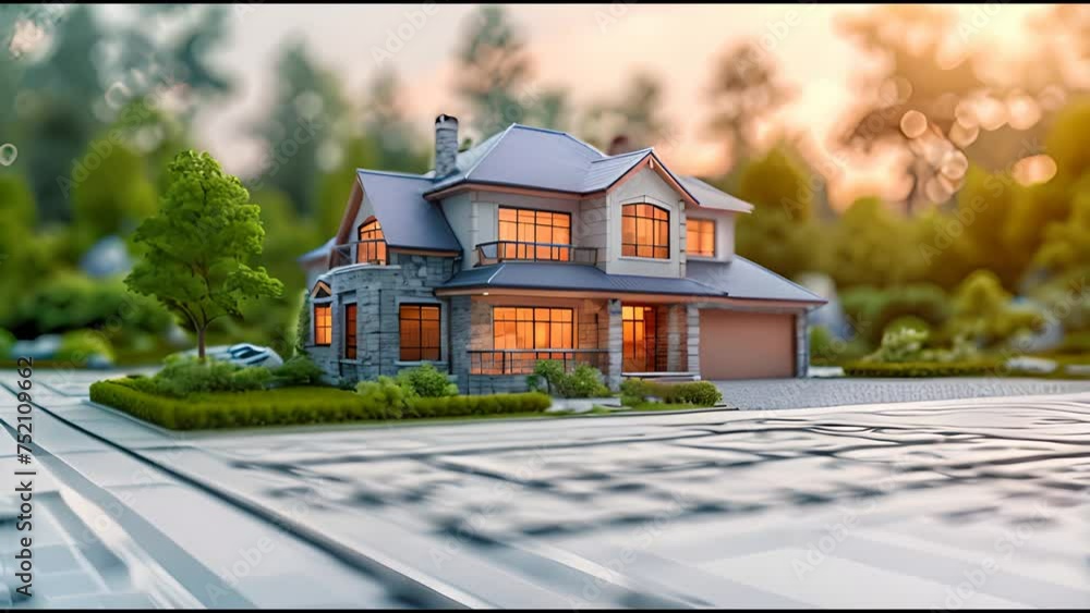 Poster blueprint for a new house, new building on background. architecture design concept. generative ai