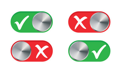 toggle slider set with tick and cross