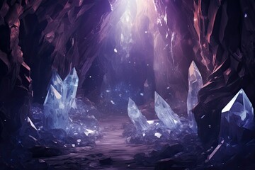 Mystical Crystal Caverns - obrazy, fototapety, plakaty
