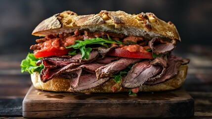 Delicious roast beef sandwich.