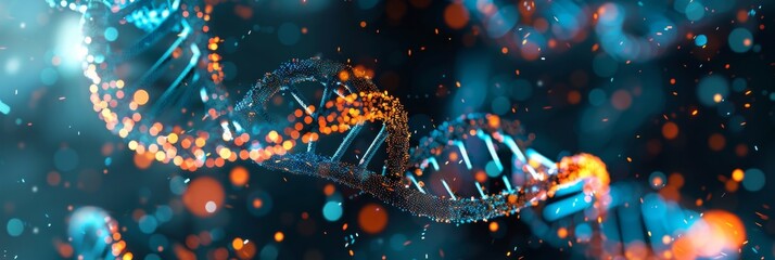 DNA  human structure  science background ,double helix genetic, medical biotechnology, biology chromosome gene DNA abstract molecule medicine blue tone ,3D research health genetic disease, genome - obrazy, fototapety, plakaty