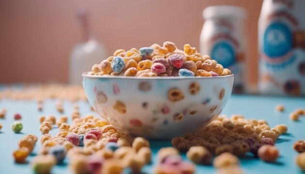 view of aesthetic cereal with milk image background