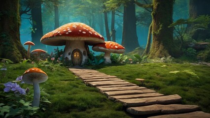 Mushroom house - obrazy, fototapety, plakaty