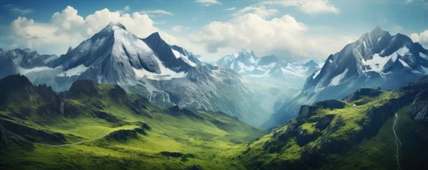Tafelkleed A beautiful mountains landscape with snowy peaks, amazing view. © Daniela