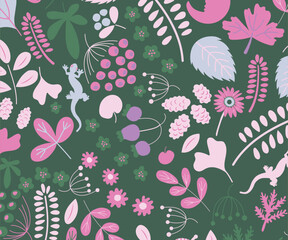 Autumn Floral Repeat Pattern Vector