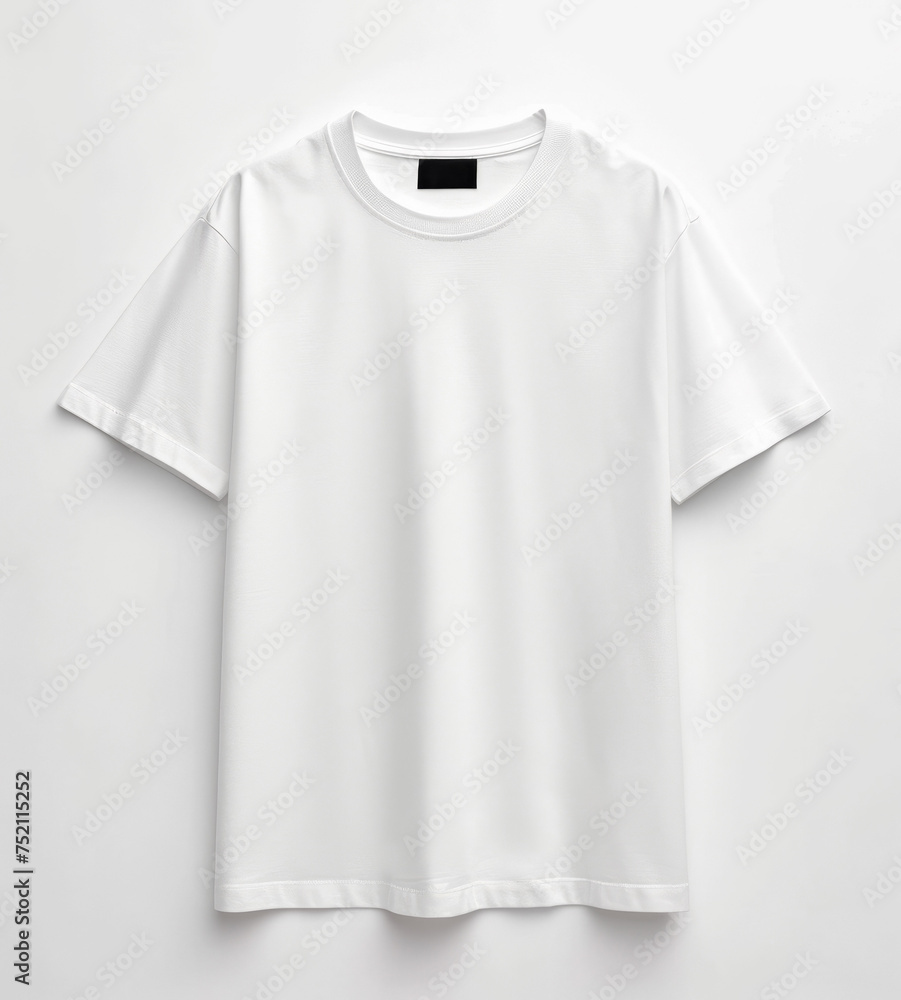 Wall mural crisp white cotton t-shirt displayed in a minimalistic style - Wall murals