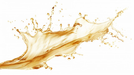 Dynamic golden oil splash isolated on white background for creative design